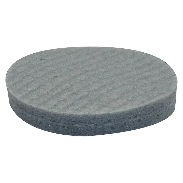 Wagner System Softpads - Ø x H: 22 x 4 mm, 12 Stk., Grau, Kleben - Nahaufnahme eines runden, grauen Schwamm-Pads mit einer strukturierten Oberfläche, ideal für Reinigungsarbeiten und Polieranwendungen.