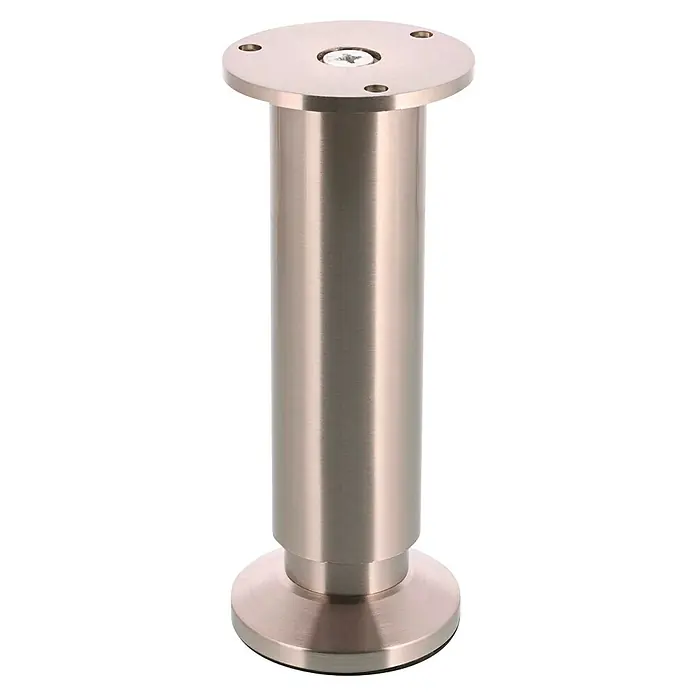 Wagner System Möbelfuß - Stahl, Höhenverstellung: 15 cm - 16,5 cm - Ein Möbelbein aus gebürstetem Nickel, ideal für Sofas und Schränke, das eine elegante und stabile Basis bietet.