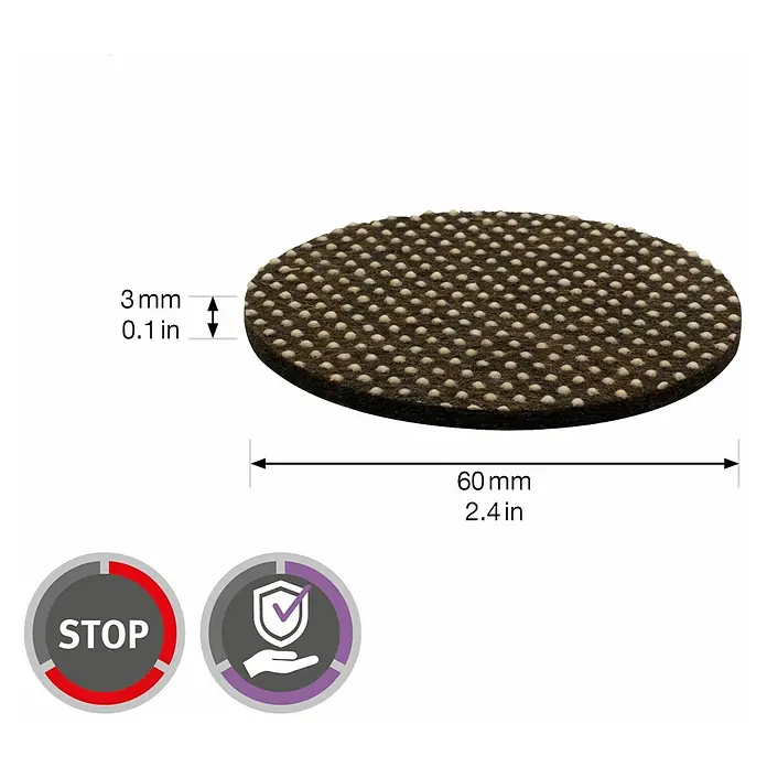 Wagner System Anti-Rutsch-Pad - Ø x H: 60 x 3 mm, Braun/Beige, Kleben, 4 Stk. - Produktbild eines runden Möbelgleiters mit einer Dicke von 3 mm und einem Durchmesser von 60 mm zur Vermeidung von Kratzern.