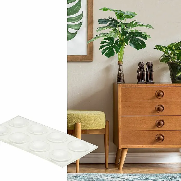 Wagner System Plastik-Gleiter - Ø x H: 8 x 2,2 mm, 24 Stk., Transparent - Klare, haltbare Silikonpuffer zur Dämpfung und zum Schutz von Oberflächen. Ideal für Möbel, Schubladen und Schränke im ganzen Haus.