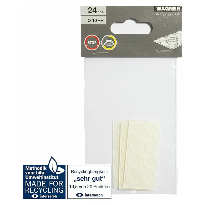 Wagner System Plastik-Gleiter - Ø x H: 10 x 1 mm, 24 Stk., Transparent - Wagner Möbelgleiter im Blisterpack. 24 Stück Filzgleiter mit 10 mm Durchmesser zum Schutz von Böden vor Kratzern und Beschädigungen.