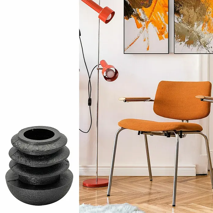 Wagner System Möbelgleiter - Durchmesser: 18 mm, 4 Stk., Kunststoff - Schwarzer, gestufter Gummipuffer mit zentraler Öffnung, ideal zum Schutz und zur Stabilisierung verschiedener Geräte.