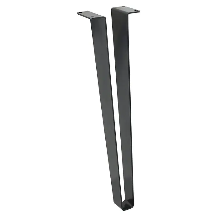 Wagner System Möbelfuß - Höhe: 40 cm, Stahl, Schwarz - Zwei schwarze Tischbeine aus Metall mit rechteckigem Profil und Befestigungsplatten, ideal für DIY-Möbelprojekte.