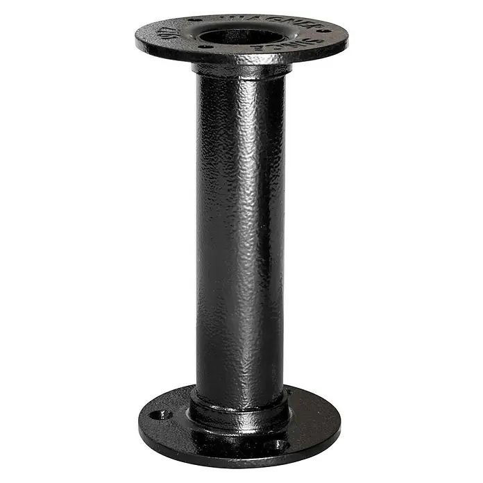 Wagner System Möbelfuß Industrial Pipe - Stahl, Höhe: 15 cm - Schwarzer Rohrfuß aus Gusseisen mit Flansch und zylindrischem Sockel für industrielle Projekte und Möbelbau.
