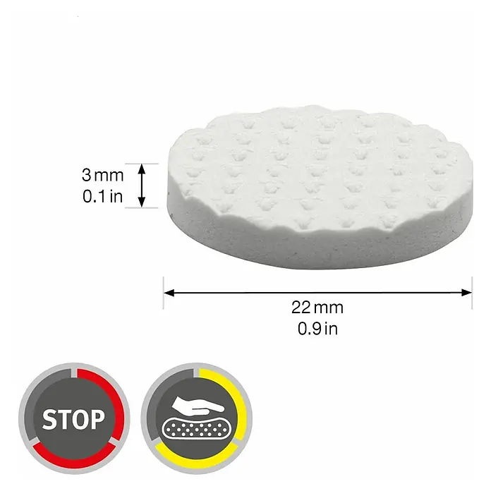 Wagner System Softpads - Ø x H: 22 x 3 mm, 12 Stk., Weiß, Kleben - Abbildung einer runden, weißen Anti-Rutsch-Scheibe mit den Maßen 22 mm Durchmesser und 3 mm Dicke.
