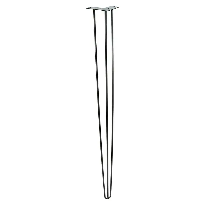 Wagner System Möbelfuß Hairpinlegs - Stahl, Höhe: 110 cm, Schwarz - Haarnadel-Tischbein aus Metall mit drei Stäben und einer quadratischen Montageplatte für Möbelprojekte, robust und elegant.