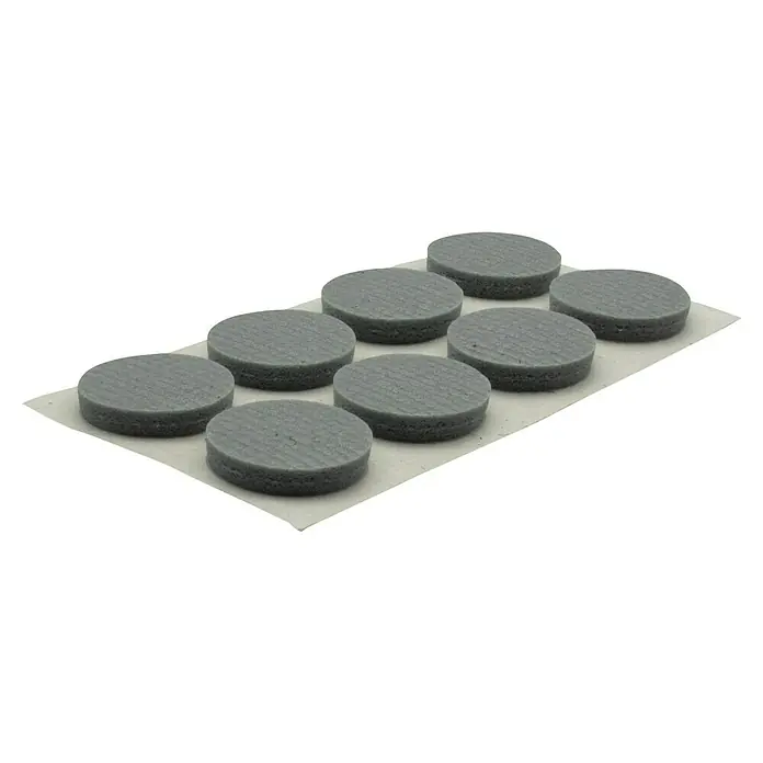 Wagner System Softpads - Ø x H: 19 x 4 mm, 16 Stk., Grau, Kleben - Eine Packung mit neun grauen, runden Reinigungs-Pads auf einer weißen Unterlage. Perfekt für eine gründliche und schonende Reinigung.
