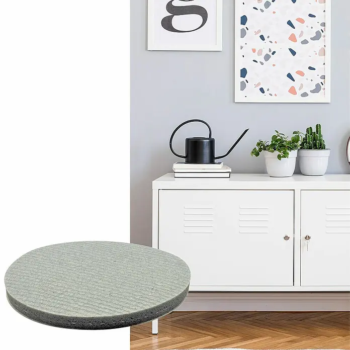 Wagner System Softpads - Ø x H: 50 x 4 mm, 4 Stk., Grau, Kleben - Graue, runde Möbelerhöhung für mehr Komfort im Alltag. Ideal, um Möbelstücke stabil und sicher zu erhöhen.