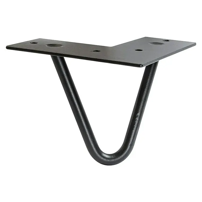 Wagner System Möbelfuß Hairpinlegs - Stahl, Höhe: 10 cm, Schwarz - Schwarze Haarnadel-Tischbeine aus Metall, ideal für Möbelprojekte. Robuste Konstruktion mit Befestigungsplatte für einfache Montage.