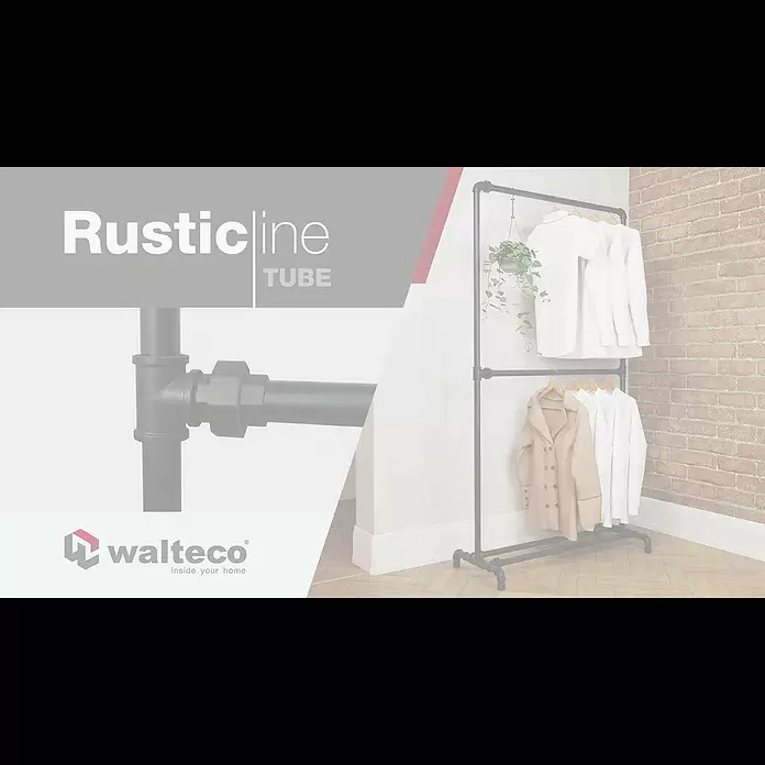 Walteco Rusticline Reduzierstück 3/4“ x 3/4“ Tube - Stahl, Schwarz, 2 Stk. - Rusticline Tube - Assembly video - Wardrobe holder
