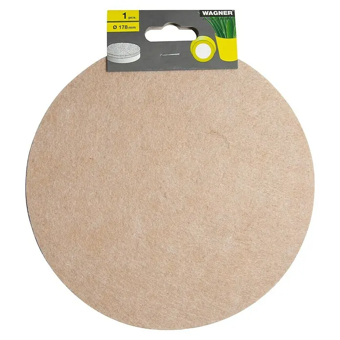 Wagner System Topfuntersetzer - Ø x H: 178 x 15 mm, 1 Stk., Natur/Schwarz - Einzelner Schleifvlies von Wagner, Ø 178 mm, in der Verpackung. Ideal für feine Schleifarbeiten und Oberflächenvorbereitung.