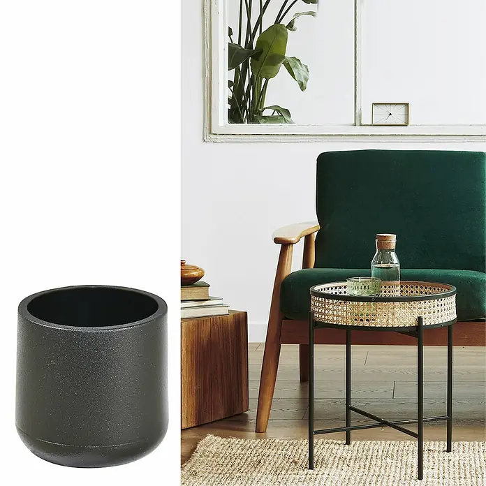 Wagner System Rohrkappen - Durchmesser: 20 mm, 4 Stk., Schwarz - Schwarzer Pflanztopf mit rauer Textur für Zimmerpflanzen oder den Garten, der sich ideal in moderne oder rustikale Einrichtungsstile einfügt.