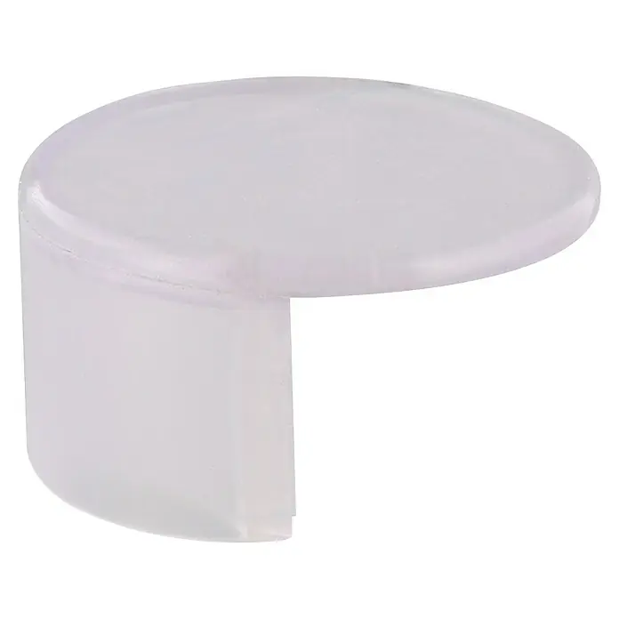 Wagner System Eckenschutz - 43 x 43 mm, Transparent, 4 Stk. - Nahaufnahme einer durchscheinenden weißen Eckabdeckung aus Kunststoff, die zum Schutz von Ecken verwendet wird.
