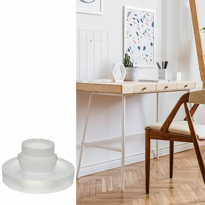 Wagner System Plastik-Gleiter - Ø x H: 16 x 8 mm, 4 Stk., Transparent - Klarer, zylindrischer Präsentationsständer aus Acryl, ideal zur eleganten Produktpräsentation im Einzelhandel oder auf Ausstellungen.