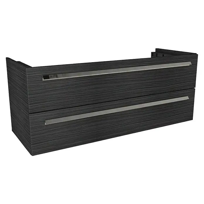 Lanzet K1 Badmöbel-Set K11D1 - 119,2 cm, Dark Oak - Modernes Badezimmer-Waschbeckenunterschrank mit zwei Schubladen und eleganten Griffen in Holzoptik. Praktisch und stilvoll.
