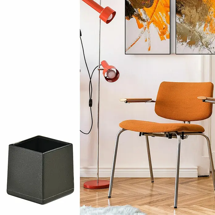 Wagner System Rohrkappen - 20 x 20 mm, 4 Stk., Schwarz - Schwarzer, würfelförmiger Pflanzkübel aus Kunststoff, ideal für Zimmerpflanzen oder als stilvolles Dekoelement für den Innenbereich.