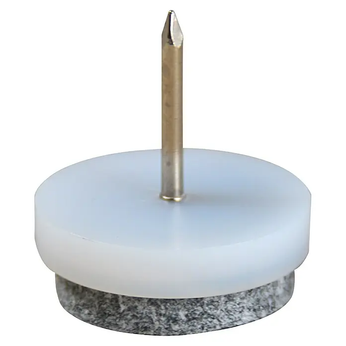 Wagner System Filzgleiter - Durchmesser: 20 mm, Nageln - Ein einzelner Möbelgleiter mit Nagel, bestehend aus Filz, Kunststoff und einem Metallnagel.