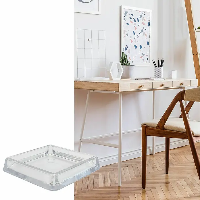 Wagner System Möbeluntersetzer - 40 x 40 mm, 4 Stk., Transparent - Transparenter, quadratischer Möbeluntersetzer zum Schutz von Böden vor Kratzern und Beschädigungen. Ideal für Möbel auf Holzböden.