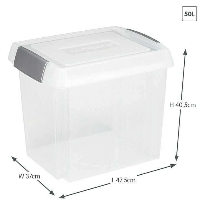 Sunware Aufbewahrungsbox Nesta (L x B x H: 45,5 x 35 x 38 cm, Kunststoff, Transparent)