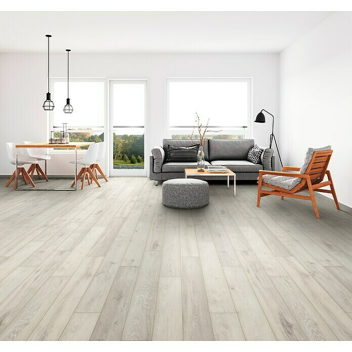 Krono Original Laminat Atlantic 12 Iceberg Oak (1.288 x 195 x 12 mm, Landhausdiele, Iceberg Oak) | BAUHAUS