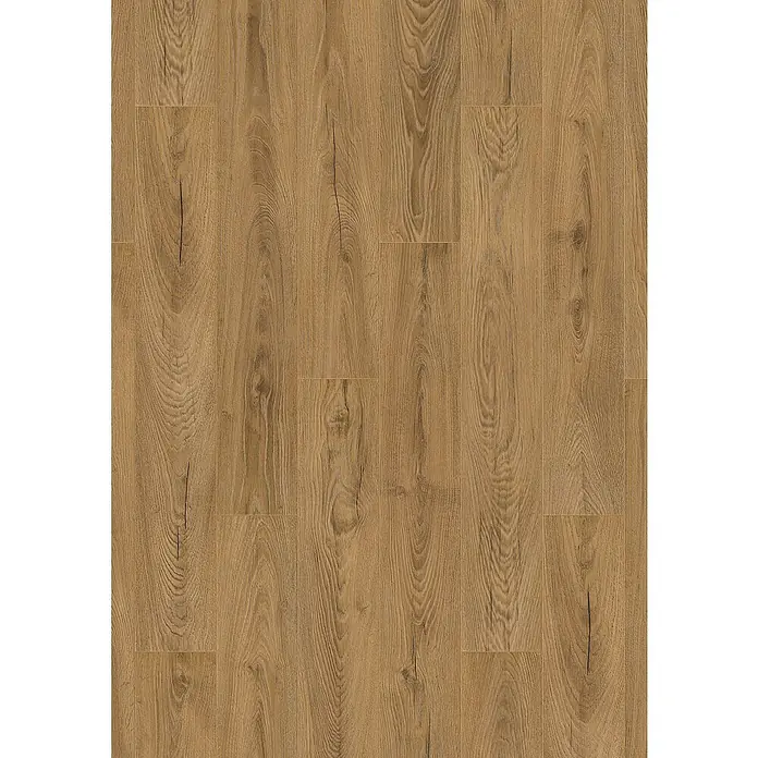 Krono Original Laminat Atlantic 12 - Inca Carpenter Oak, Landhausdiele, 1.288 x 195 x 12 mm - Detailaufnahme von Holzdielenboden mit sichtbarer Maserung und warmen Farbtönen, der eine natürliche und rustikale Ästhetik vermittelt.