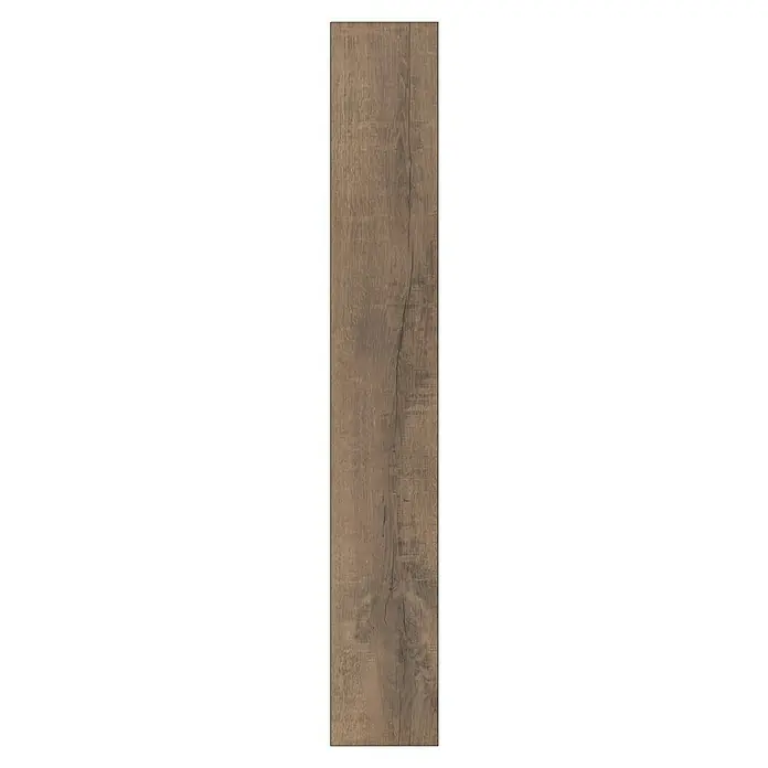 Krono Original Laminatmuster Atlantic 8 Antique Volcano Oak - Antique Volcano Oak, 297 x 192 x 8 mm, Landhausdiele - Nahaufnahme einer einzelnen Holzplanke mit sichtbarer Maserung und natürlichen Unregelmäßigkeiten. Ideal für rustikale Designprojekte.
