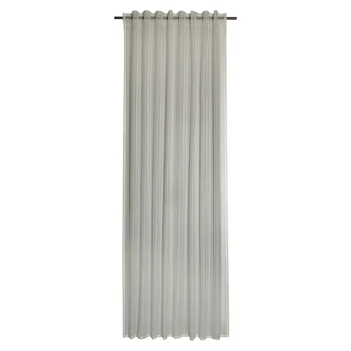 Elbersdrucke Schlaufenbandschal Pure - B x H: 140 x 255 cm, 100 % Polyester, Beige - Diese Aufnahme zeigt eine weiße Gardine mit Ösenaufhängung, die für einen eleganten und luftigen Look in jedem Raum sorgt. Sie ist lichtdurchlässig.