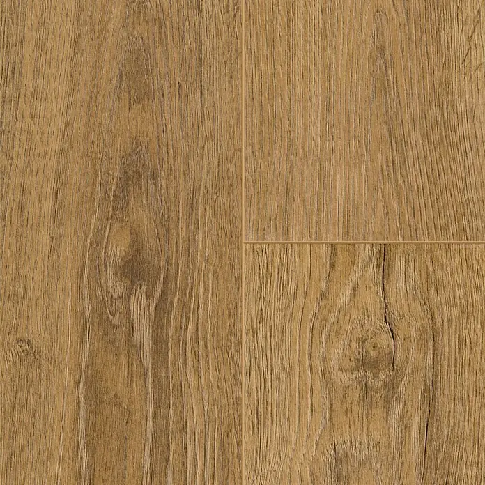 Krono Original Laminat Atlantic 12 - Inca Carpenter Oak, Landhausdiele, 1.288 x 195 x 12 mm - Nahaufnahme von Laminatboden in Holzoptik, der die Textur und Farbe des Holzes zeigt.