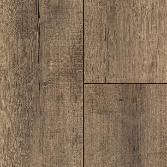 Krono Original Laminatmuster Atlantic 8 Antique Volcano Oak - Antique Volcano Oak, 297 x 192 x 8 mm, Landhausdiele - Nahaufnahme von braunem Laminatboden mit Holzmaserung und Paneelstruktur für ein natürliches Raumgefühl.