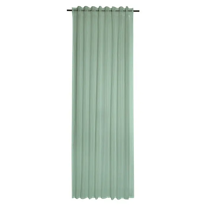 Elbersdrucke Schlaufenbandschal Pure - B x H: 140 x 255 cm, 100 % Polyester, Grün - Elegante, lichtdurchlässige Gardine in sanftem Grün. Perfekt für Wohnräume, die eine dezente und stilvolle Fensterdekoration suchen.