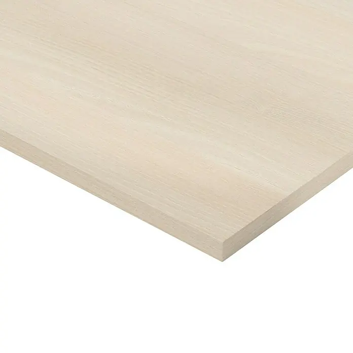 Finsa Tablero de melamina - Acacia, 60 x 29,7 x 2,5 cm - Detalle de un panel de madera clara con grano fino, ideal para muebles o diseño de interiores. Aspecto natural para diseños modernos.