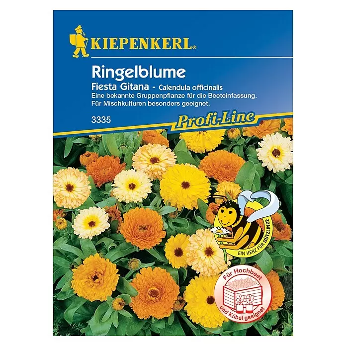 Kiepenkerl Profi-Line Blumensamen Ringelblumen - Calendula officinalis, Mehrfarbig, Saatzeit: März, Blütezeit: Juli - KIEPENKERL® Ringelblume Profi-Line Samentüte mit orange-gelben Blüten, geeignet für Hochbeet, Kübel und Nützlinge.