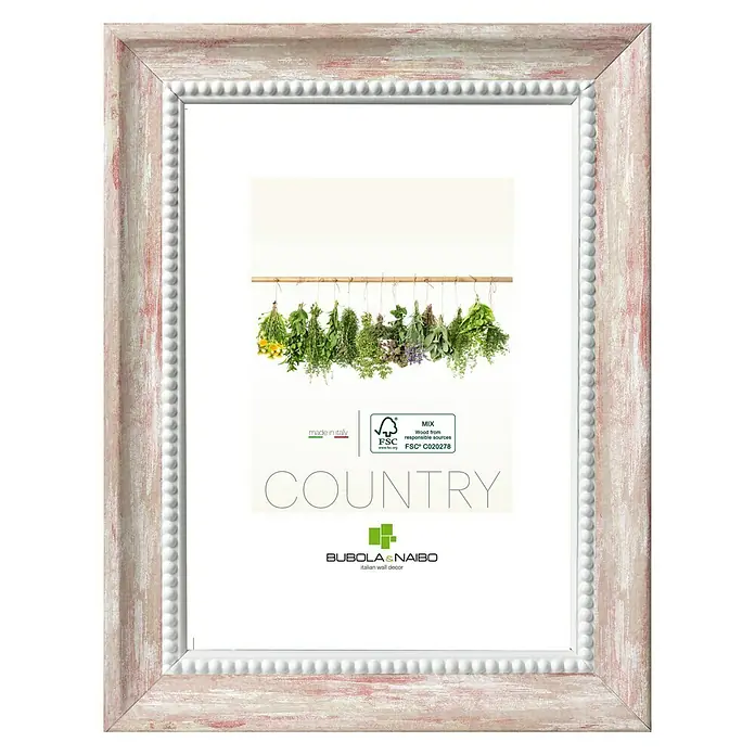 Marco de fotos Soledad - 40 x 50 cm, Pink, Vidrio - Marco de madera vintage con borde de cuentas, ideal para un hogar elegante. El marco combina el encanto rústico con un toque elegante.