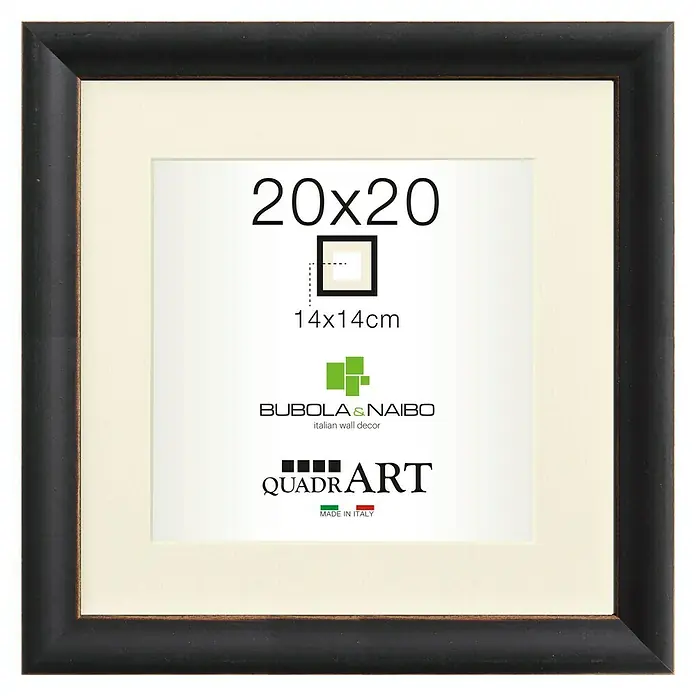 Marco de fotos Marie Claire 6370 - 20 x 20 cm, Negro, Vidrio - Marco de fotos cuadrado negro de 20x20 cm con paspartú, ideal para decoración de pared elegante.