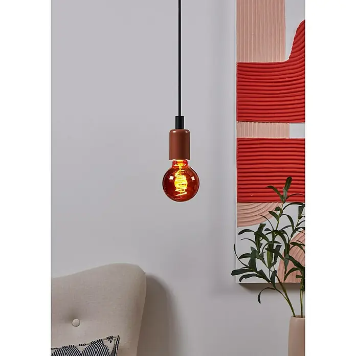 Eglo LED-Lampe G 80 - E27, Dimmbar, Warmweiß, 30 lm, 4 W - Attraktive Pendelleuchte mit einer klaren Glühbirne. Das Design ist modern und minimalistisch.