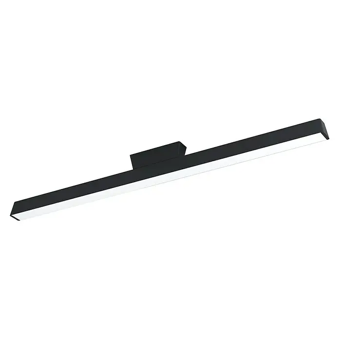 Eglo LED-Deckenleuchte ZigBee Simolaris.z - 39 W, L x B x H: 122 x 5,5 x 11 cm, Aluminium, Schwarz - Aufnahme einer modernen schwarzen LED-Wandleuchte, die schlankes Design und effiziente Beleuchtung für jeden Raum bietet.