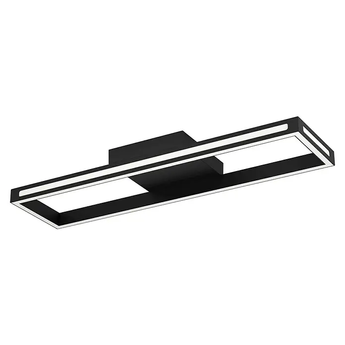 Eglo LED-Deckenleuchte Savilanas-Z - L x B x H: 77 x 20 x 7,5 cm, Schwarz, 21 W, Dimmbar - Moderne, schwarze LED-Deckenleuchte mit rechteckigem Design und hellen, weißen Lichtlinien für eine elegante Raumbeleuchtung.