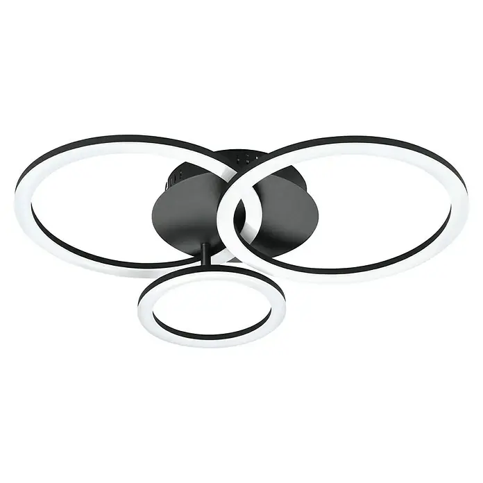 Eglo connect.z LED-Deckenleuchte PARRAPOS-Z - L x B x H: 545 x 445 x 90 mm, Dimmbar - Moderne LED-Deckenleuchte mit drei Ringen, die ein elegantes und helles Ambiente schafft. Das schwarze Finish sorgt für einen stilvollen Kontrast.