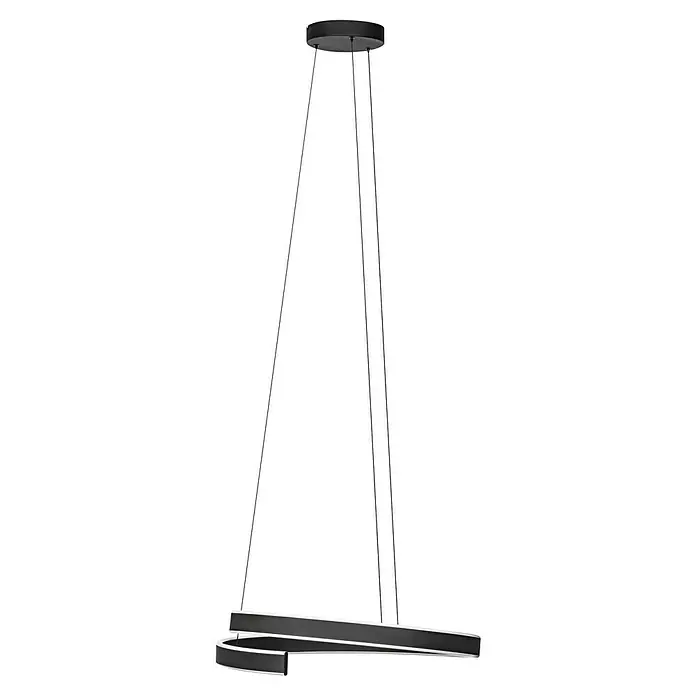 Eglo LED-Pendelleuchte rund Andabaia-Z - 42,5 W, Ø x H: 60 x 154 cm, Schwarz, Kaltweiß - Moderne LED-Hängeleuchte mit geschwungenem Design und drei Aufhängungskabeln für eine stilvolle Beleuchtung im Raum.