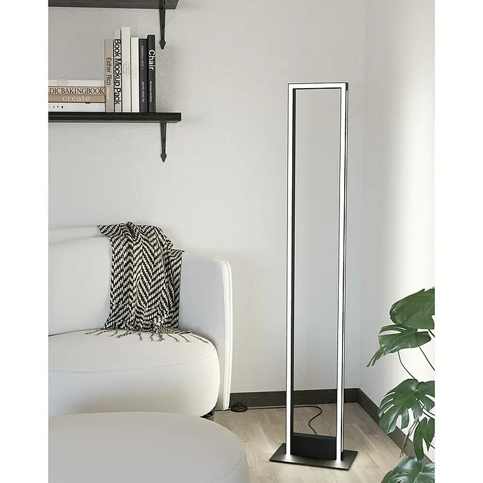 Eglo LED-Stehleuchte Salvilanas-Z - Höhe: 1.305 mm, Aluminium - Stehleuchte mit einem schlanken, rechteckigen Design und einem warmen, einladenden Licht, ideal für moderne Wohnräume.