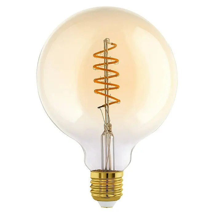 Eglo LED-Lampe G125 - E27, Dimmbar, Warmweiß, 245 lm, 4 W - Elegante LED-Filamentlampe mit warmem Licht. Perfekt für stimmungsvolle Beleuchtung in jedem Raum. Goldener Sockel für zusätzlichen Stil.