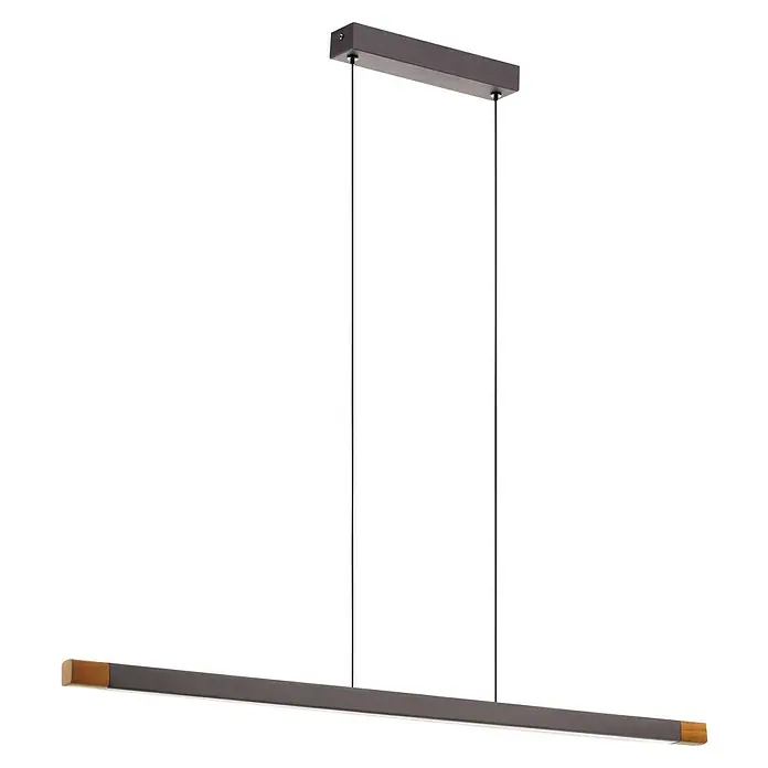 Eglo LED-Pendelleuchte Lisciana - 18 W, L x B x H: 87,5 x 3,5 x 110 cm, Grau, Warmweiß - Elegante, moderne LED-Hängeleuchte mit grauer Oberfläche und Holzdetails, ideal für stilvolle Beleuchtung in jedem Raum.