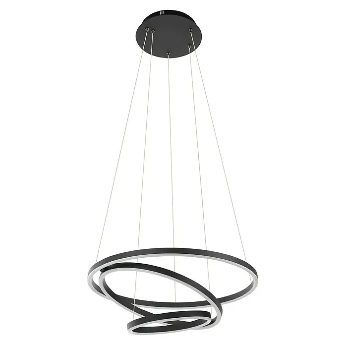 Eglo LED-Pendelleuchte rund Lobinero-Z - Ø x H: 58 x 110 cm, Kaltweiß - Moderne LED-Hängeleuchte mit verschlungenen Ringen, die ein stilvolles Ambiente erzeugt. Ideal für moderne Wohnräume.