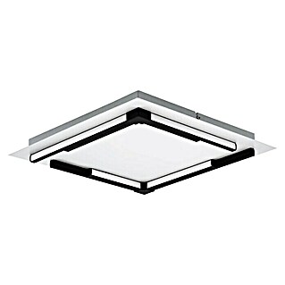 Eglo LED-Deckenleuchte Zampote (L x B x H: 380 x 380 x 50 mm, Weiß/Schwarz, Kunststoff, IP44, Warmweiß)