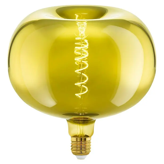 Eglo LED-Lampe Apple - E27, Dimmbar, Warmweiß, 40 lm, 4 W, Farbe: Gold - Goldene LED-Filamentlampe in Apfelform. Elegante Dekoration mit warmem Licht für ein gemütliches Ambiente, ein echter Hingucker!