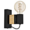 Eglo Bailrigg Aplique de pared (40 W, Negro y Madera, E27) | BAUHAUS