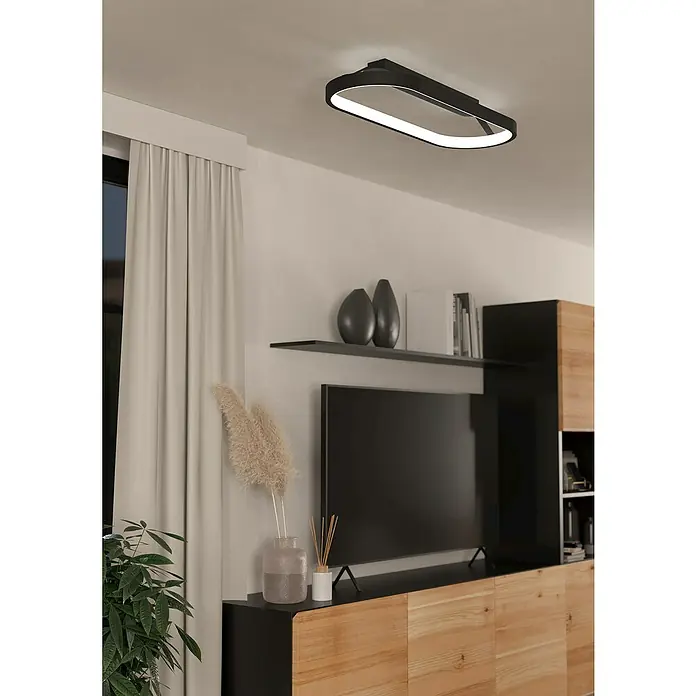 Eglo LED-Deckenleuchte Codriales - L x B x H: 790 x 300 x 116 mm, Schwarz/Weiß, Warmweiß - Modern wirkende, ovale Deckenleuchte in Schwarz und Weiß, die jeden Raum mit ihrem stilvollen Design aufwertet.