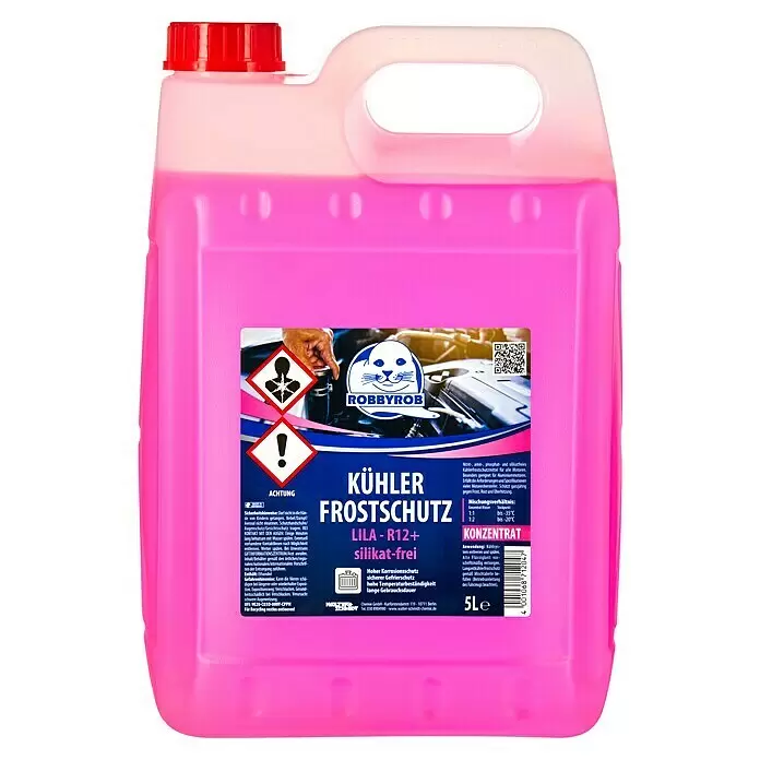 Robbyrob Kühlerfrostschutz - Rosa, 5 l - Pinke 5-Liter-Plastikflasche mit Robbyrob Kühlerfrostschutz-Konzentrat.