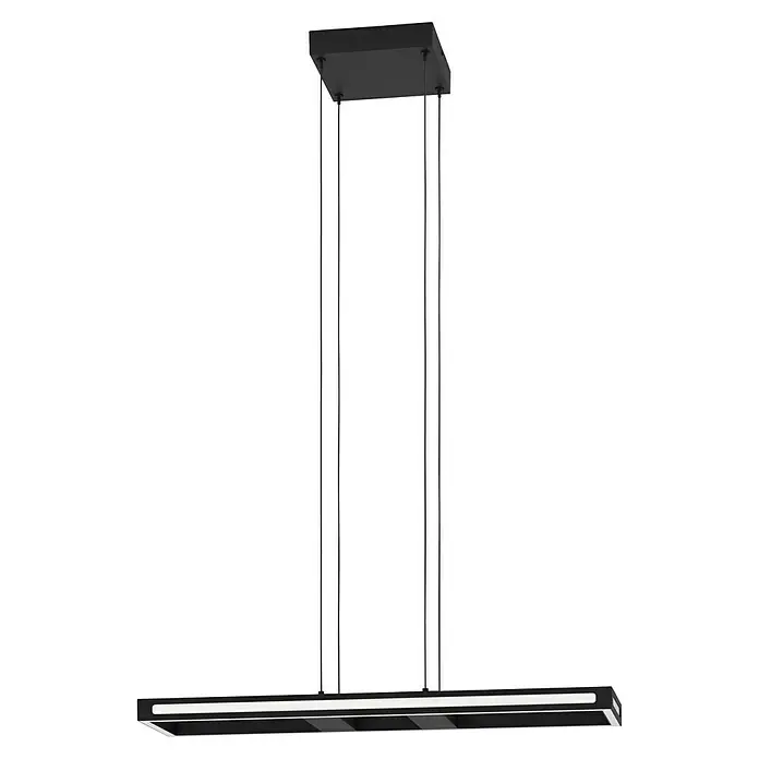 Eglo connect.z LED-Pendelleuchte Savilanas-Z - L x B x H: 77 x 20 x 110 cm, Dimmbar, Schwarz - Elegante, moderne LED-Hängeleuchte in Schwarz. Das minimalistische Design sorgt für eine stilvolle Beleuchtung im Raum.