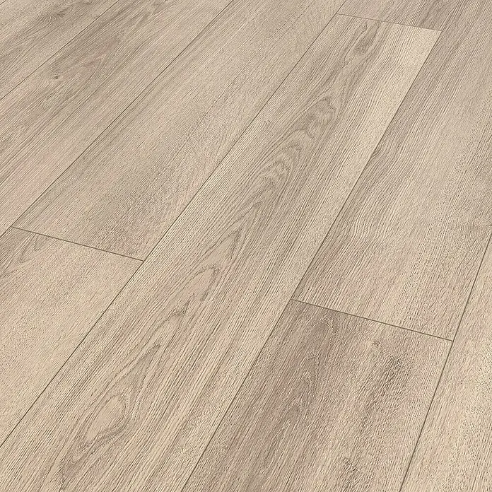 Classen Laminat 731-4 - Eiche Natur grau, Landhausdiele, 1.286 x 194 x 7 mm - Elegante, helle Holzbodenpaneele mit einer natürlichen Maserung, die Wärme und Stil in jeden Raum bringen. Ideal für moderne Wohnräume.